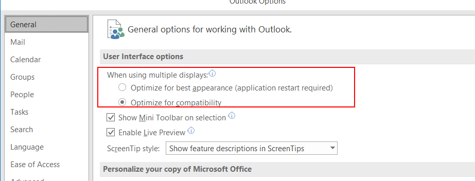 optimize for compatibility in outlook